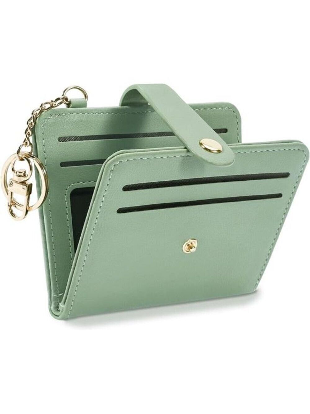 RFID Blocking Wallet for Women Small Leather Card Holder with Zipper Keychain